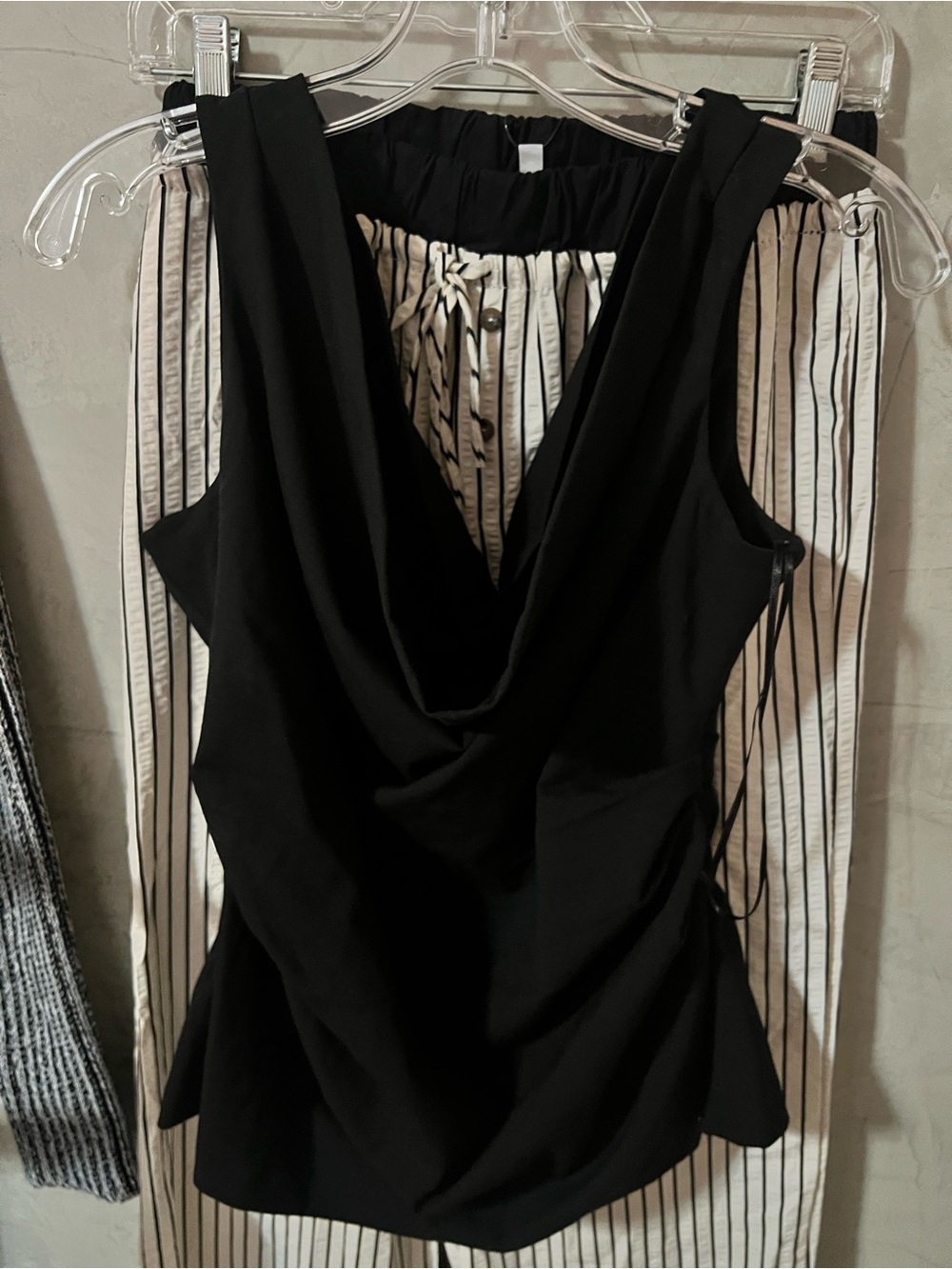 Abercrombie & Fitch Black Draped Cowl Neck Tank Top